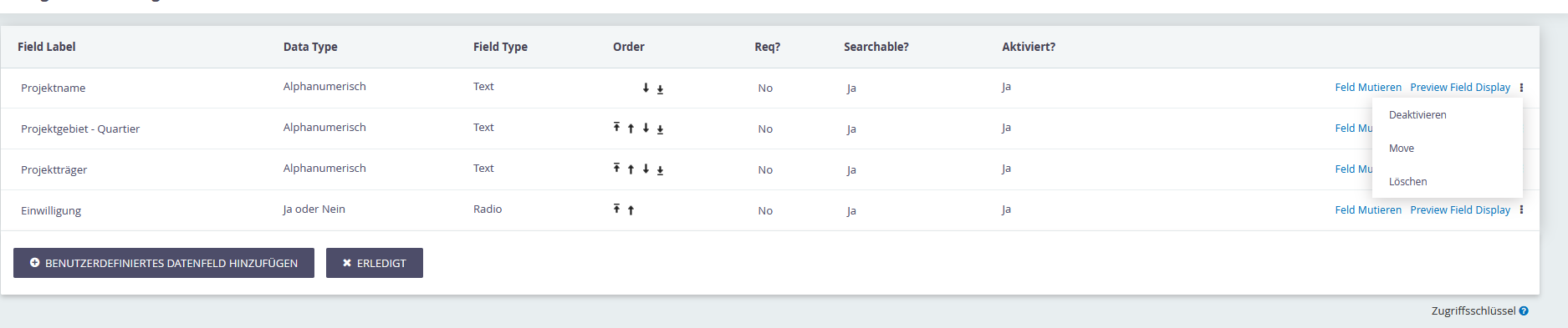 Custom fields set