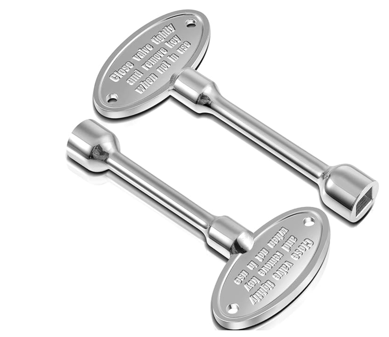 Generic rendered image of two gas keys, in silver or chrome