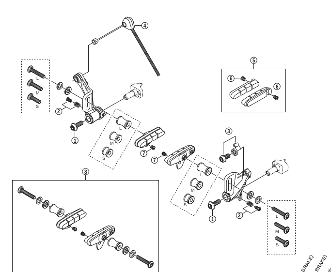 exploded view of v brakes