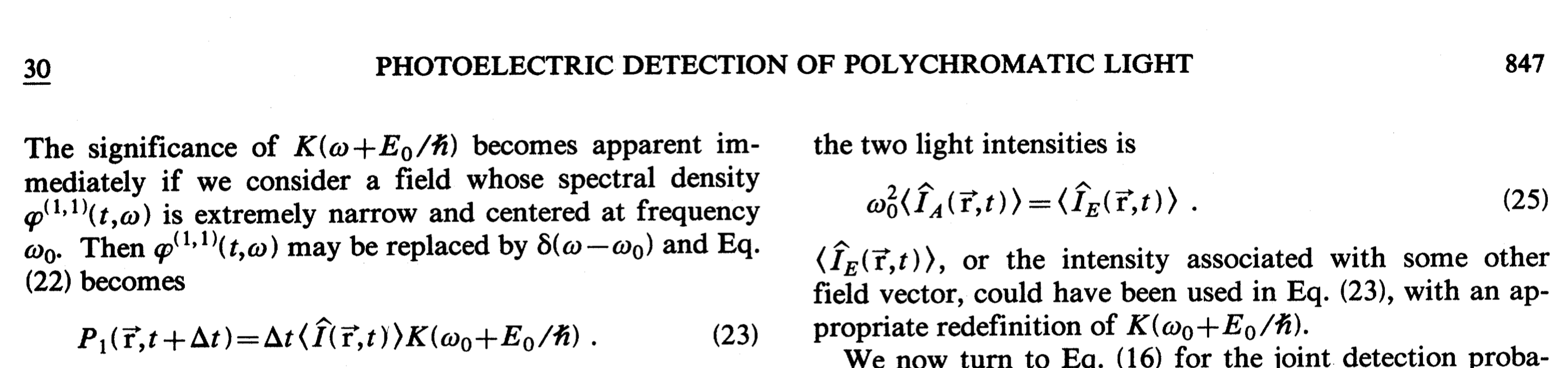 Photodetection of polychromatic light by Kimble & Mandel