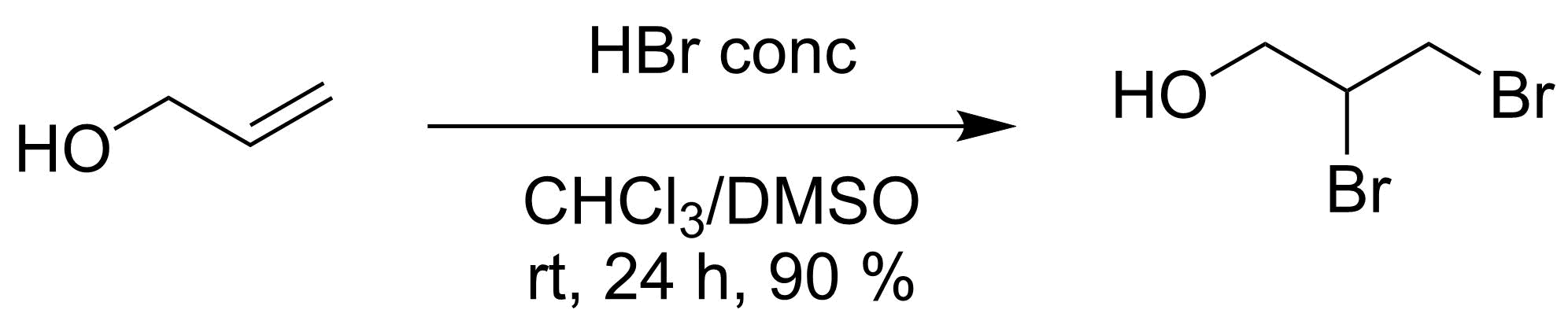 reaction of allyl alcohol with HBr in chloroform/DMSO mixtures