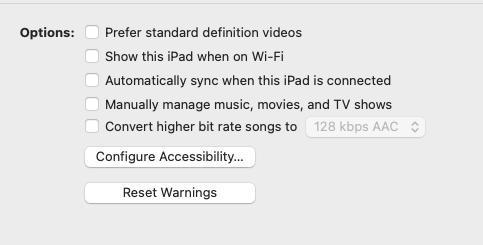 Sync settings select options