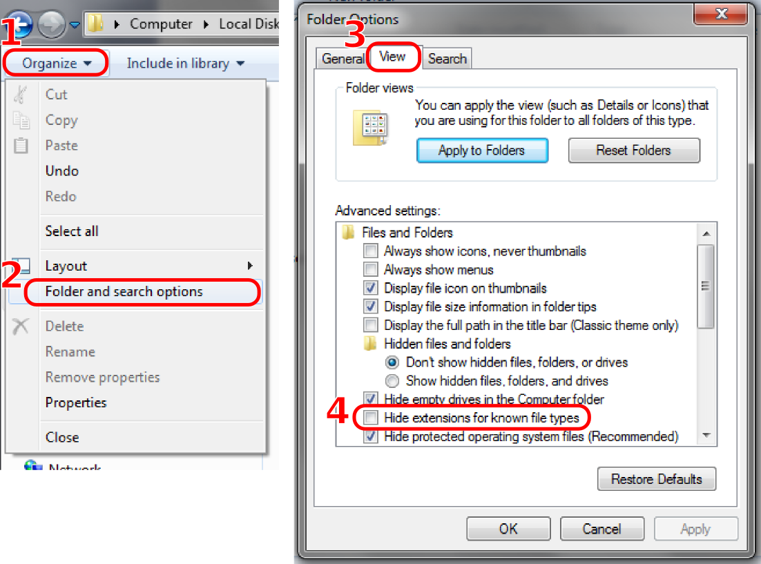 Disabling the hide extensions option.