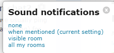 screenshot of the menu for sound notifications