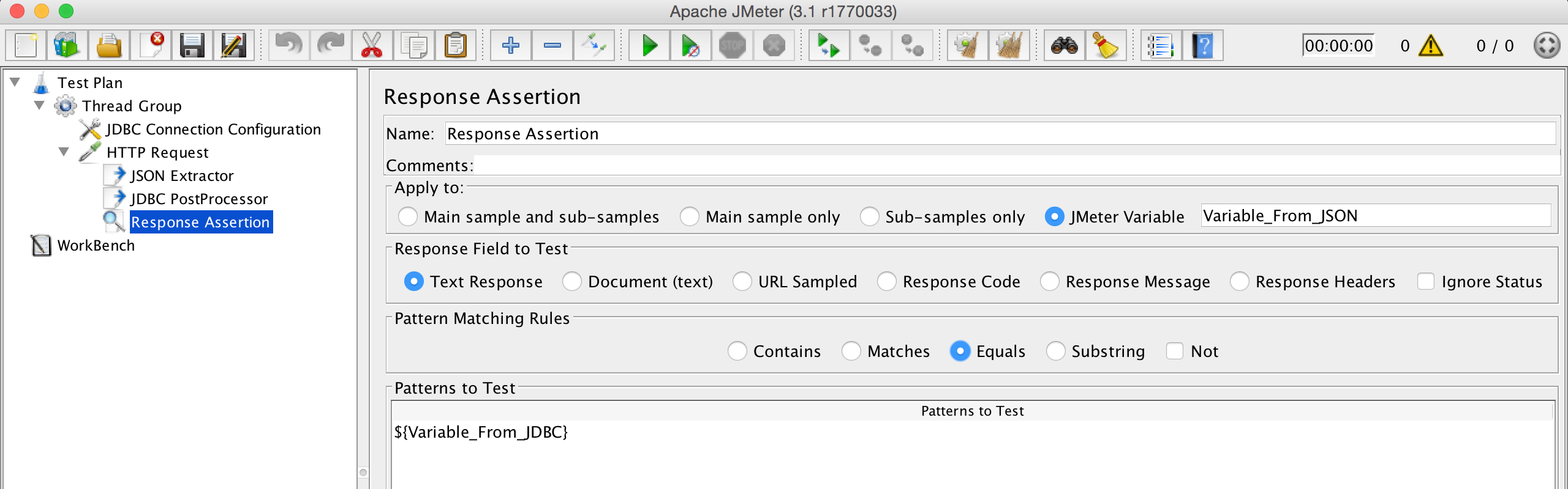 Response Assertion JSON JDBC