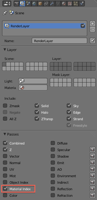 enable material index in the render layers