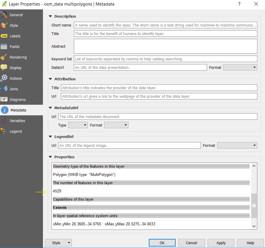 Feature count in layer