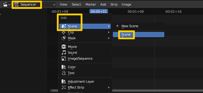 add existing scene strip