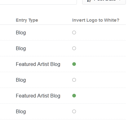 Shows which entries have the the checbox selected