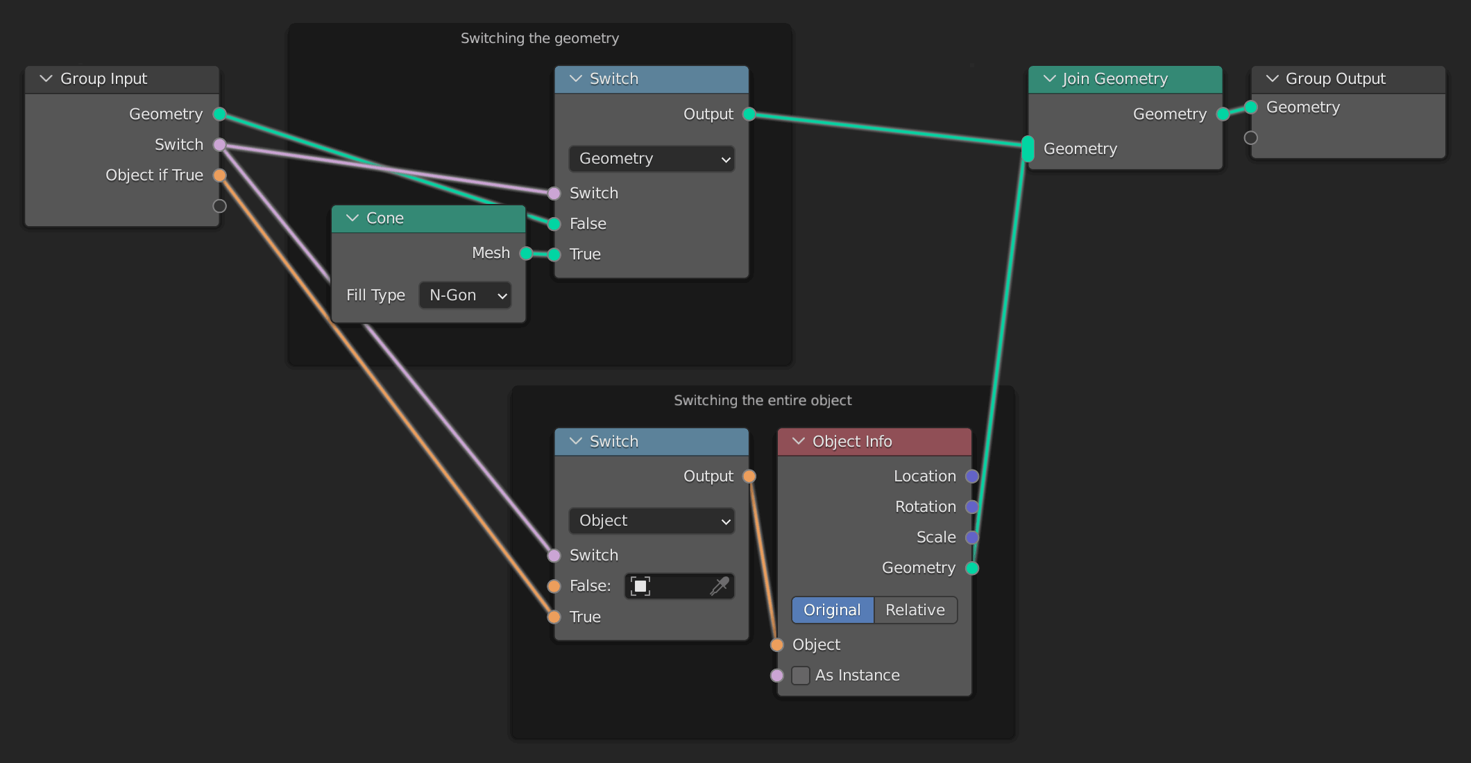 Geometry Nodes - Switch Node basics: Switch the geometry, or the entire object