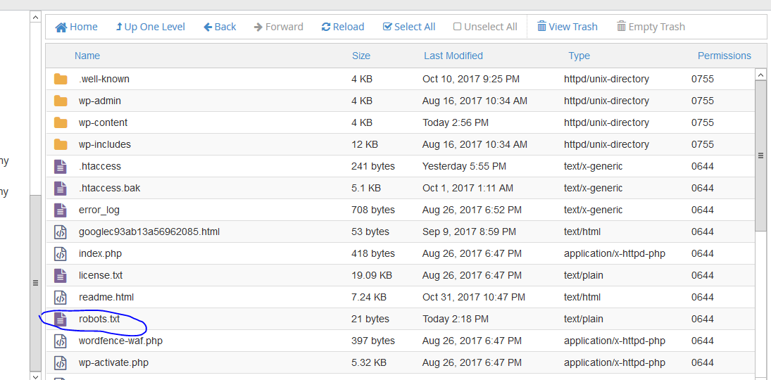 Current robots.txt in root folder