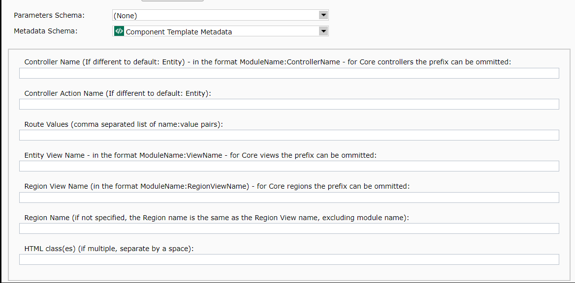 Component Template Metadata