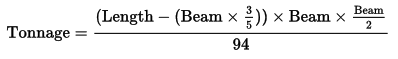 tonnage formula