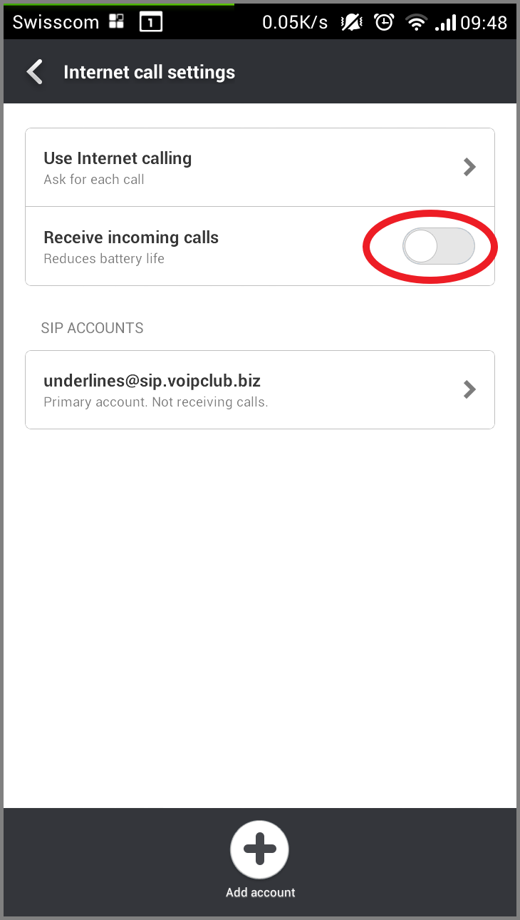 Enable incoming calls