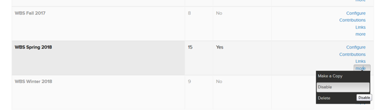 Disable contribution forms under the More option