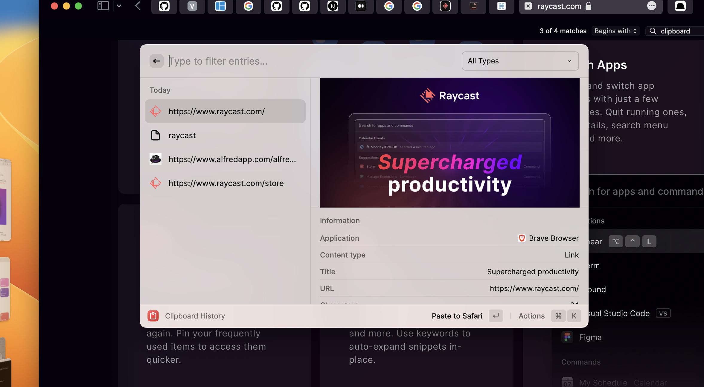 raycast clipboard history!