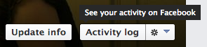 Screenshot: Link to access the Activity log on Facebook timeline view