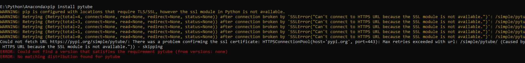 Python Pip Is Configured With Locations That Require Tls Ssl During