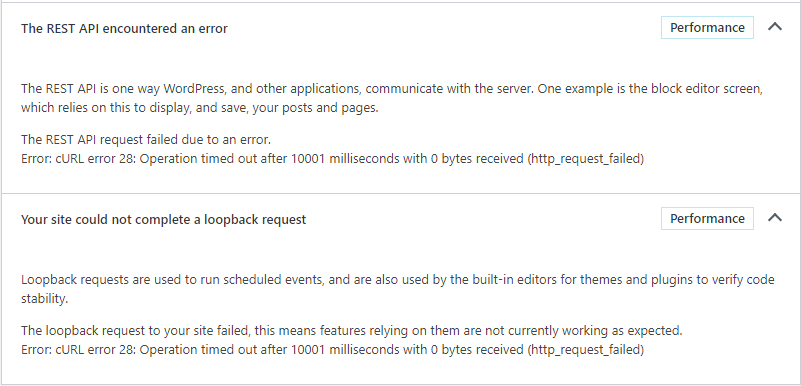 Site Health errors caused by CiviCRM