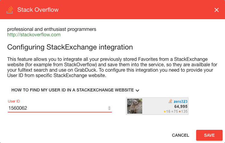 GrabDuck configuring the StackOverflow sync