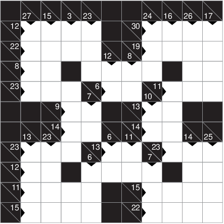 A kakuro puzzle