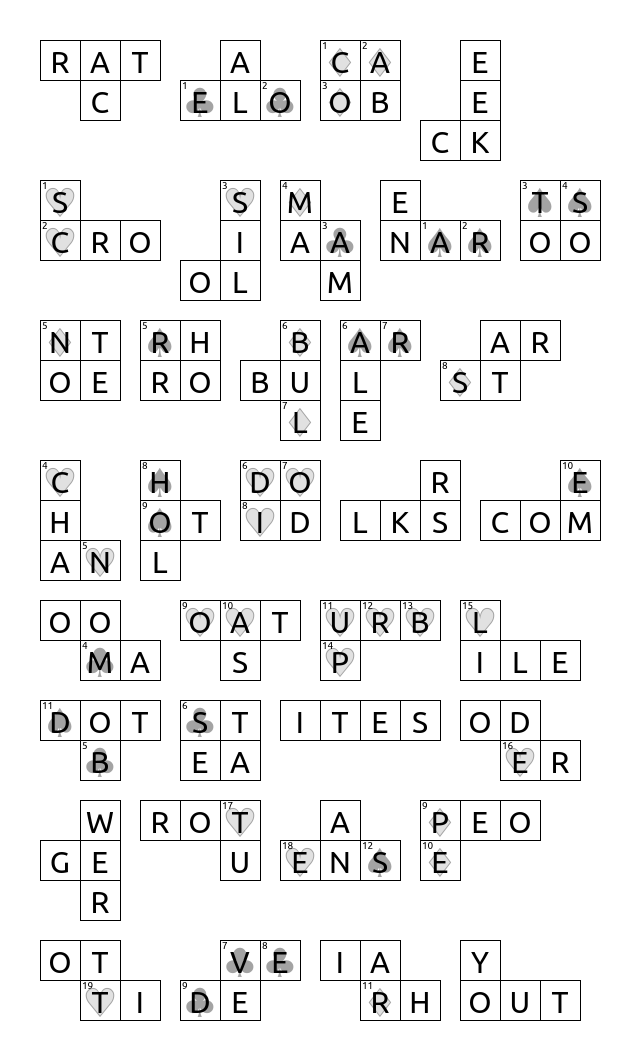 Pieces of a crossword puzzle