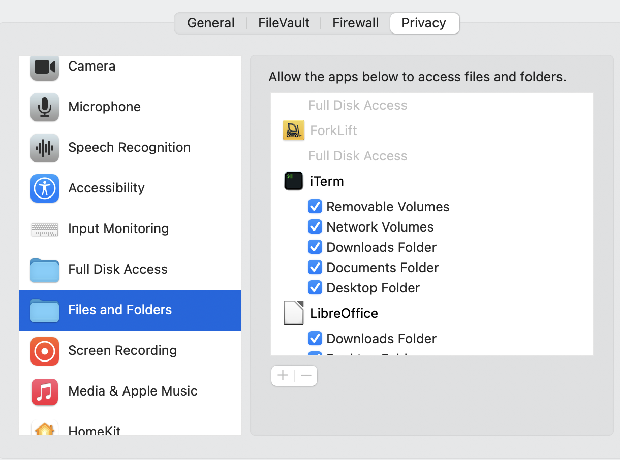 system preferences for allowing network folder access