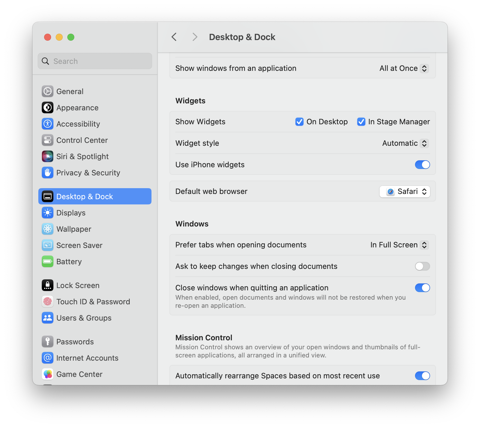 macOS System Settings