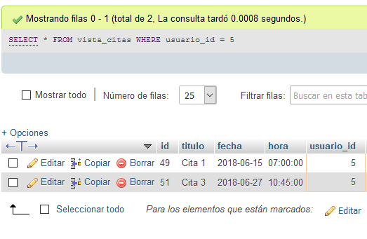 select en la base de datos