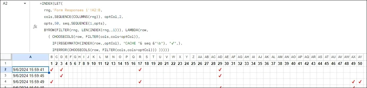 Character in Options' Column