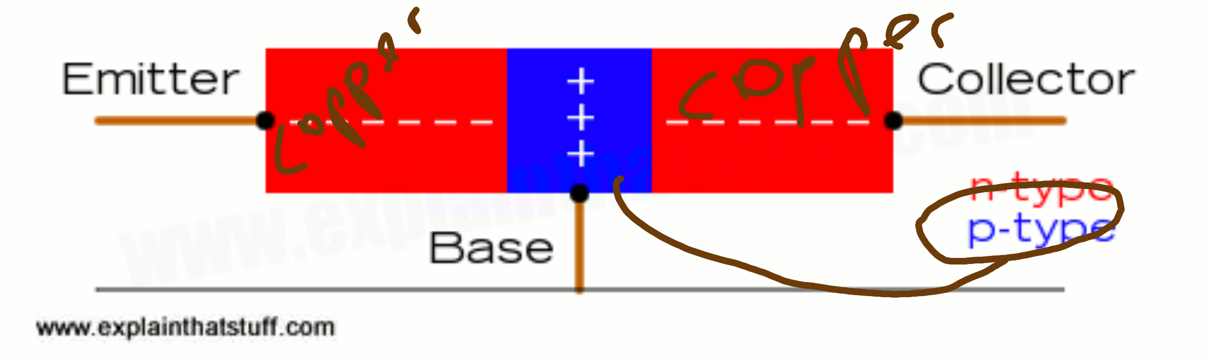 Diagram of NPN bipolar regions