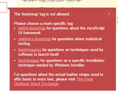 The 'bootstrap tag is not allowed. ...