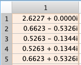 values using handwritten DFT, negative conjugates first 