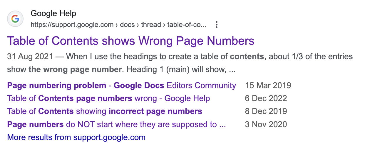 Search results showing multiple Google Help forum posts over the years with only workarounds offered…all locked, or else I'd have posted the solution there, rather than here on SuperUser.