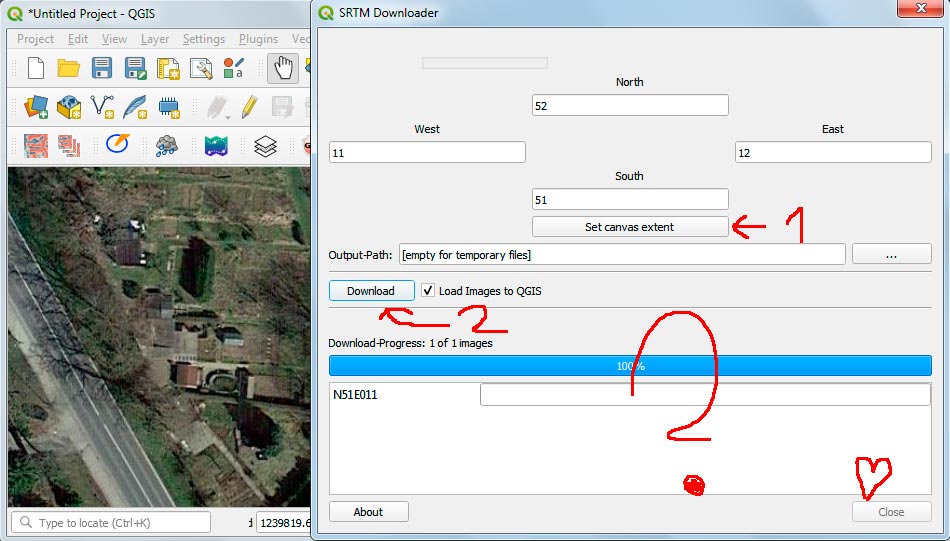 run SRTM Downloader Plugin