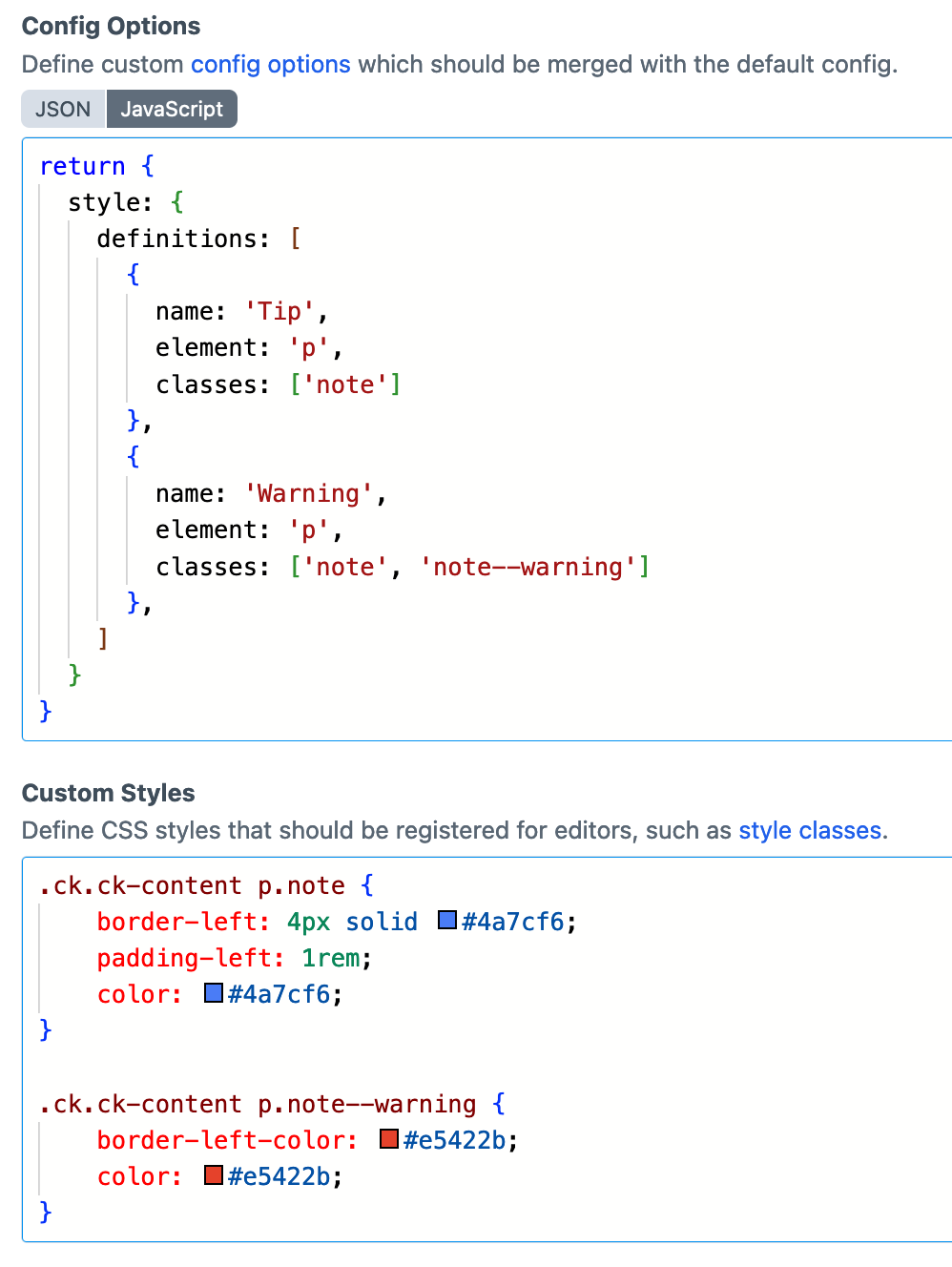 ck editor settings