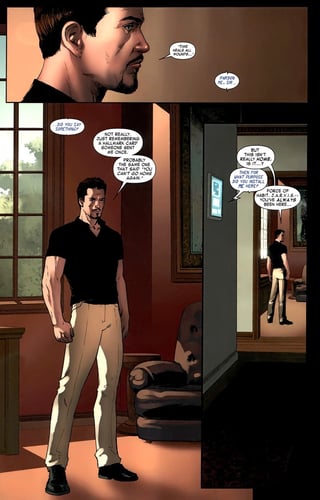 Comic panels where Tony states "Jarvis" has always been there