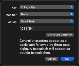 keystroke entry dialog