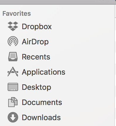 Favorites  on Sidebar n Finder