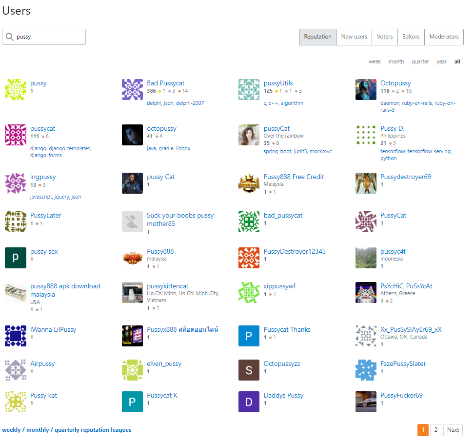 users with names containing pussy