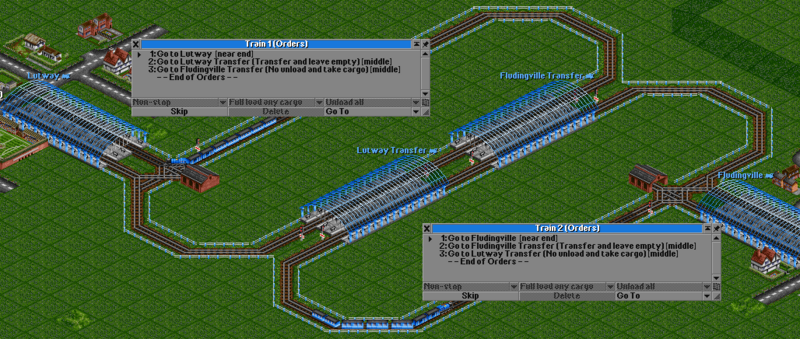 Example of a two way feeder system using two stations