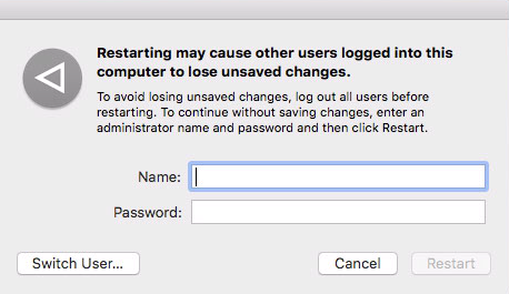Restarting my cause other users logged into this computer to lose unsaved changes
