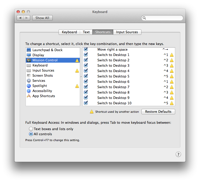 Keyboard shortcuts