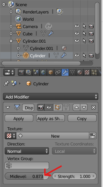 displacement settings