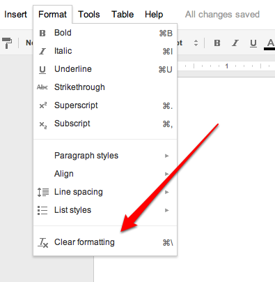 Google Docs Clear Formatting