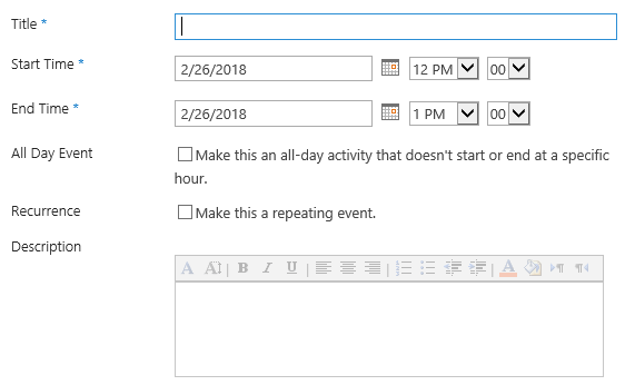 Current Calendar Event Creation