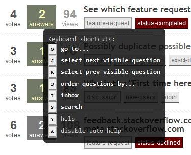 keyboard shortcuts