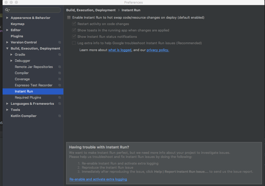 Android Studio Preferences