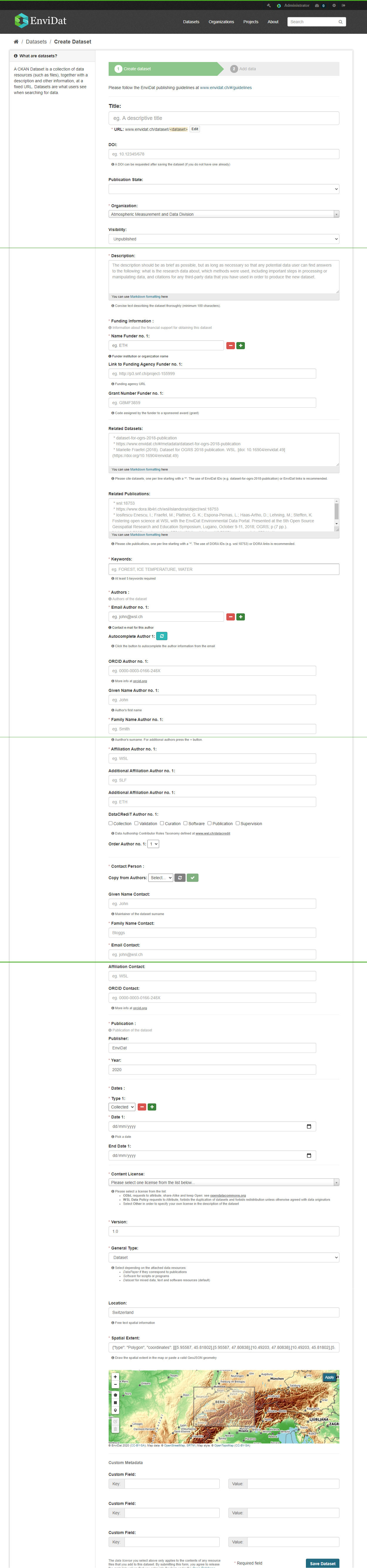 ckan metadata creation form