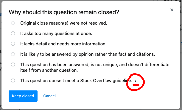 Original - Leave Closed Reason Dialog